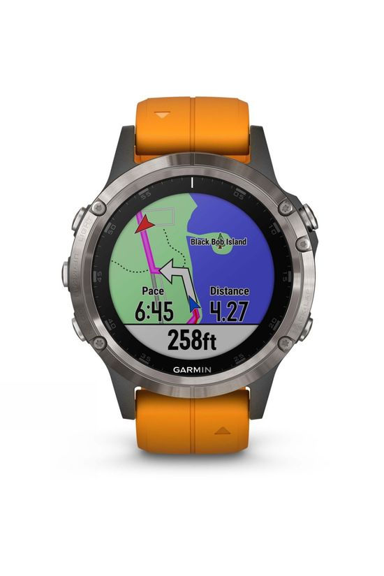 Garmin Fenix 5 Plus Sapphire Titanium Multisport GPS Watch Titanium/Solar Orange