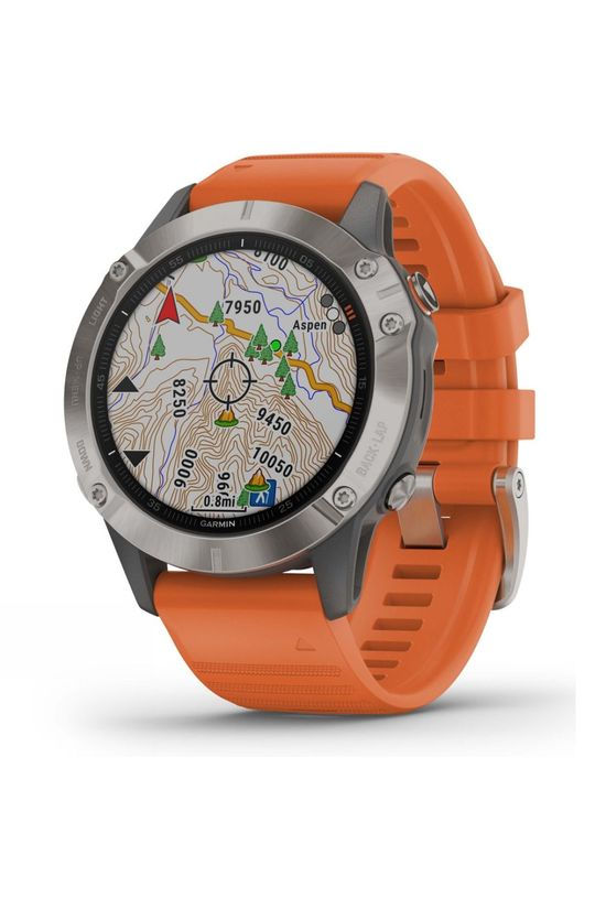 Garmin Fenix 6 Sapphire Titanium Multisport GPS Watch Ti Grey/Orange Band