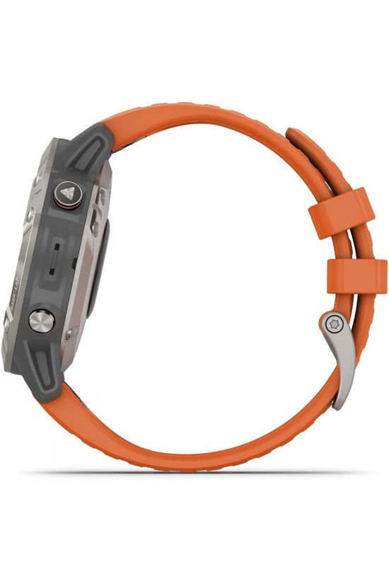 Garmin Fenix 6 Sapphire Titanium Multisport GPS Watch Ti Grey/Orange Band