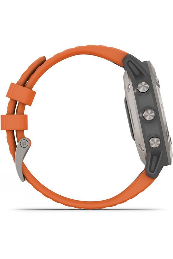 Garmin Fenix 6 Sapphire Titanium Multisport GPS Watch Ti Grey/Orange Band