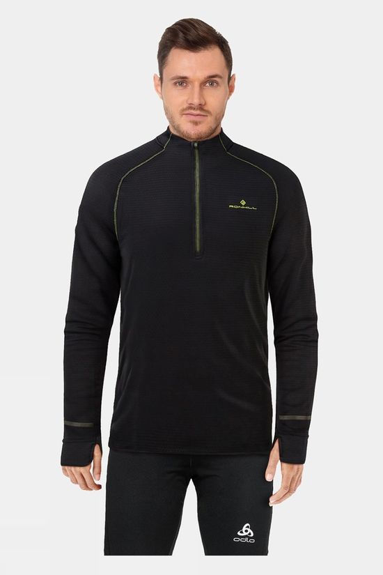 Ronhill Men's Tech Matrix 1/2 Zip Tee Black/Fluo Yellow